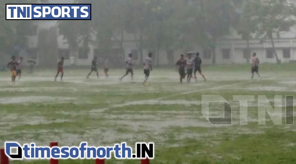 RAIN MARS THE SECOND HALF OF FOOTBALL MATCH AT ISLAMPUR FOOTBALL LEAGUE