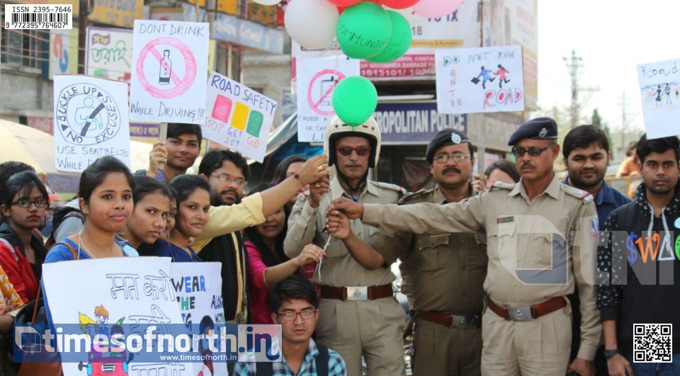 Traffic Safety Week Observed By NBU Students at Shivmandir