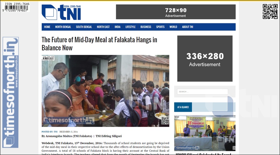 TNI News Saves Falakata’s Mid Day Meal Scheme from Closure