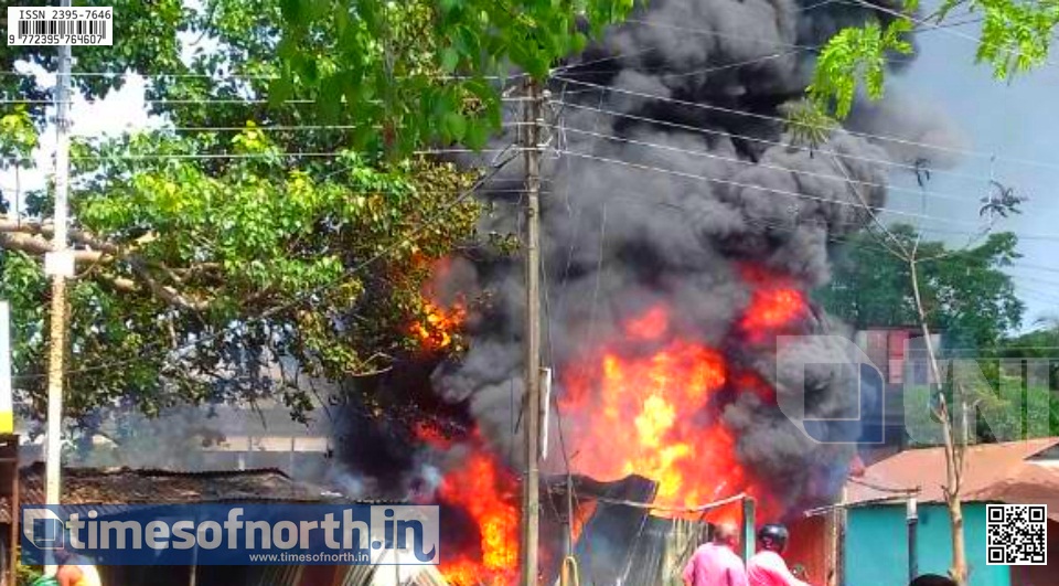 3 Shops Gutted to Flames at PWD More, Kharibari
